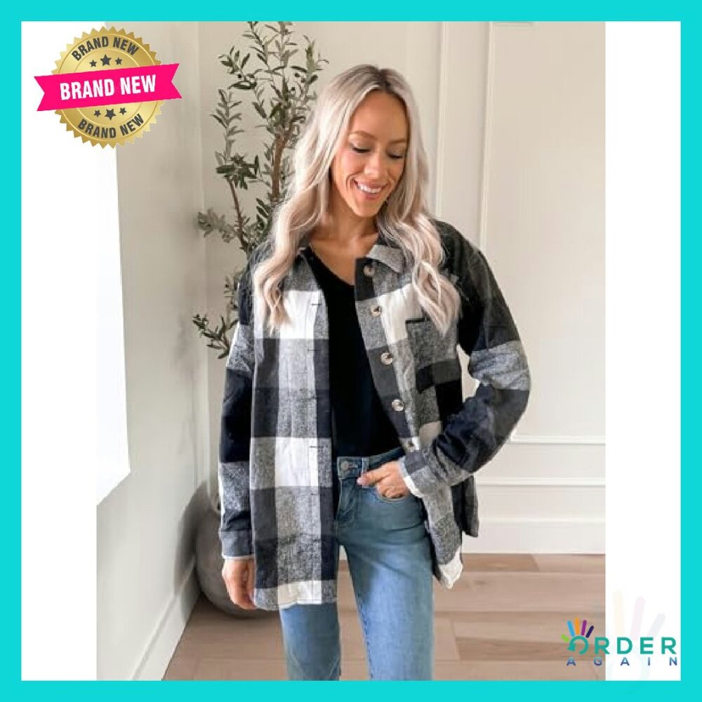 Flannel Shacket Button Down Long Sleeve Plaid Shi… - image 3